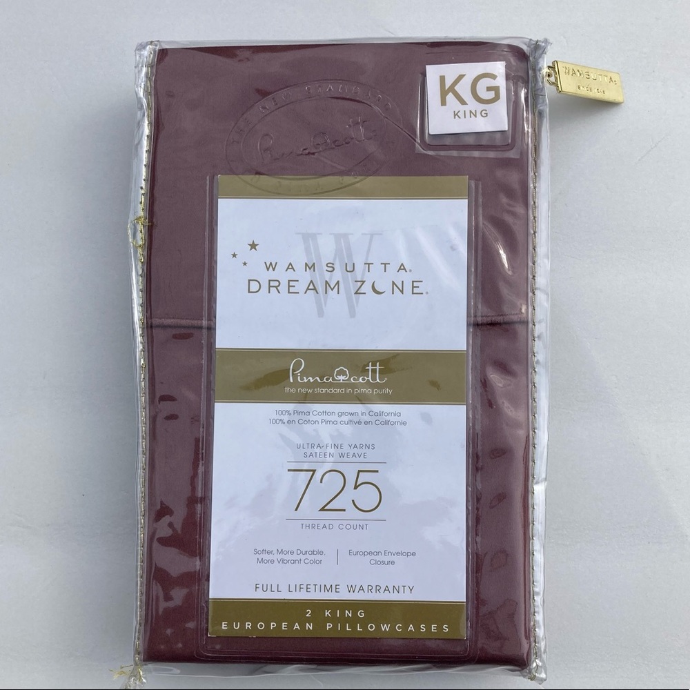 Wamsutta Dream Zone Pillow Cases King Pair 725 Thread Count Mauve Pima Cotton